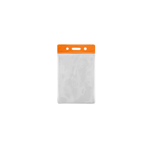 Bilde av 86x54 mm Card holder / carrying case soft plastic. Orange top / clear (vertical / portrait). 60270303 (DE,SE,NO,FI,RO,PL)